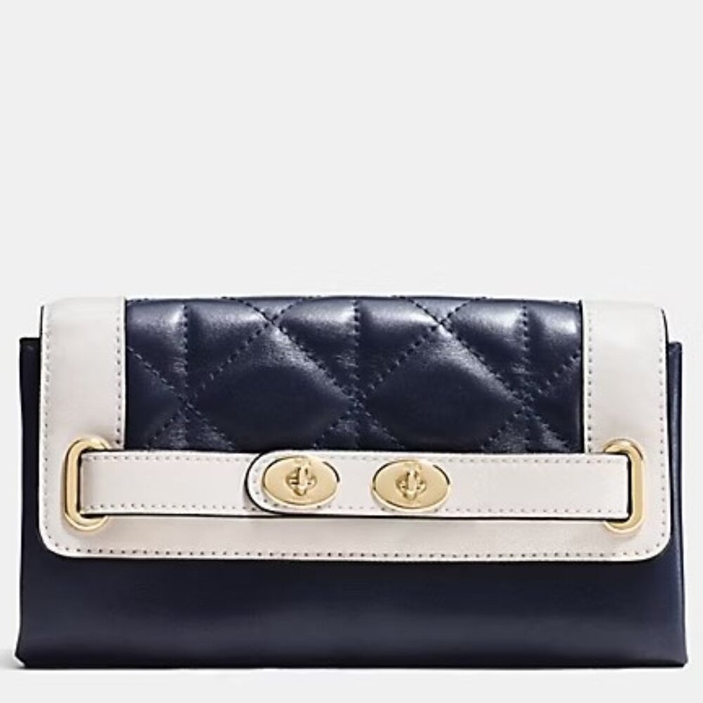 NWT Coach F53910 Envelope Wallet Wristlet Blue Leather List $295 Imperfect As Is